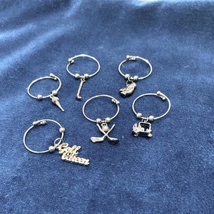 Set of 6 Golfing Wine Glass Charms - Set 2